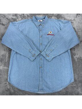 NWT Vintage Washington Redskins Pro Elite Denim Button Up Shirt XXL NFL 90's